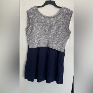 Daily Practice Anthropologie Navy Twofer Cotton Boucle Knit Overlay dress
